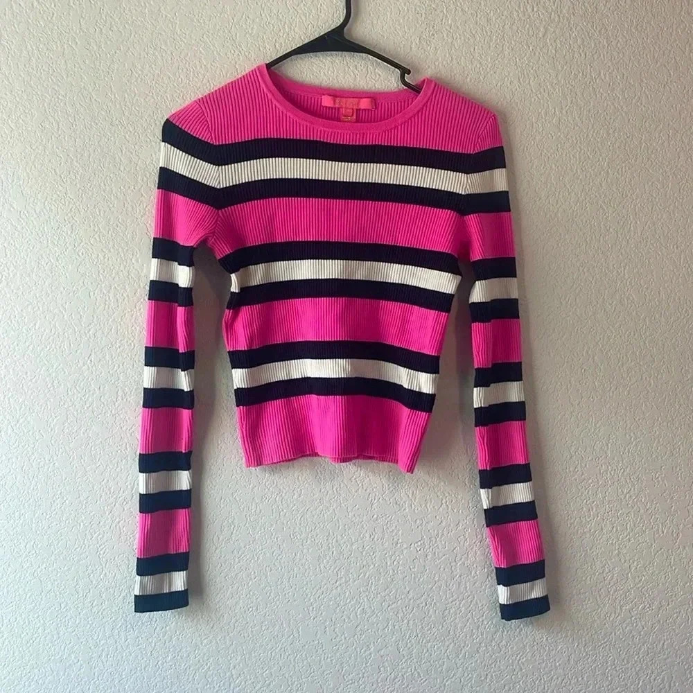 Women’s Lily Pulitzer Madevilla Safari Stripe Cropped Sweater size small